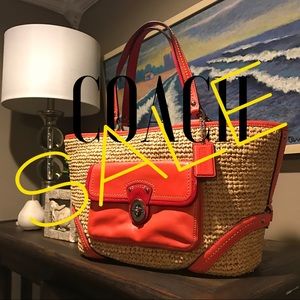COACH Straw & Leather Tote